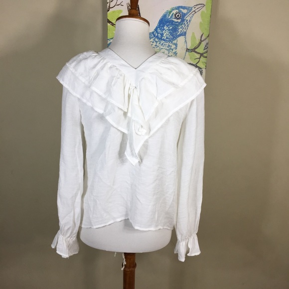 White Ruffle Button Down Top - Picture 4 of 5